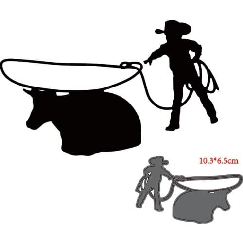 Miss Vintage Boy And Cow Metal Cutting Dies Cowboy Scrapbooking and Card Making Craft 2021 New Craft Die Cuts