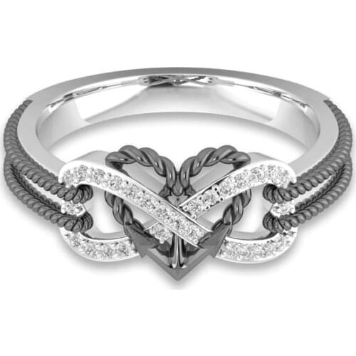 Trendy Unique Female Ring Infinity 925 sterling silver Ring Endless Love Symbol Cubic Zirconia Promise Fashion For Women jewelry