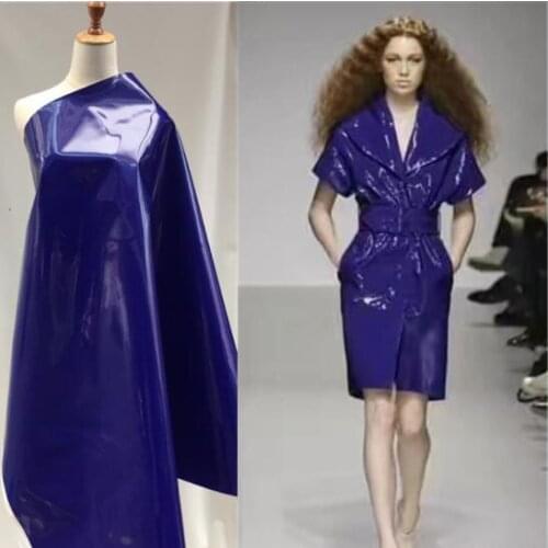 Fashion Treasure Blue Bright Paint PU Leather fabric sofa handbag waterproof gloves diy Dance Garment textiles fabric,A517