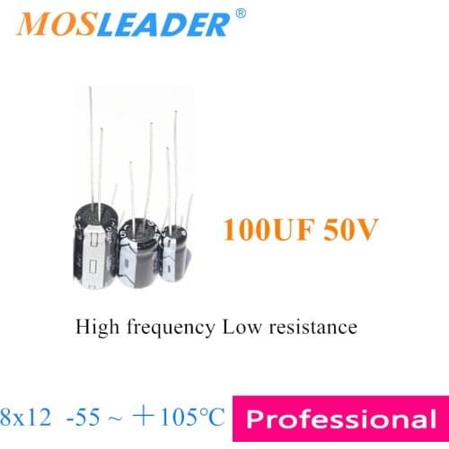 Mosleader 500pcs 8*12 100UF 50V High temperature low resistance impedance 8x12 -55 ＋105℃ DIP Aluminum electrolytic capacitor