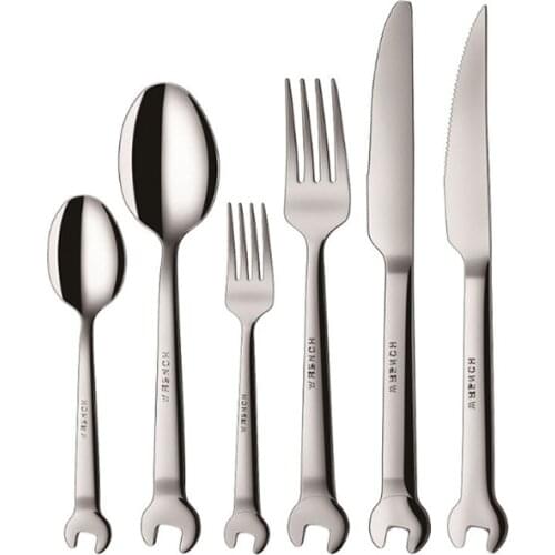 Stainless Steel Creative Wrench Shape Dinnerware Set Cutlery knife Utensils Kitchen Accessories Dinner Fork Spoon Family Camping