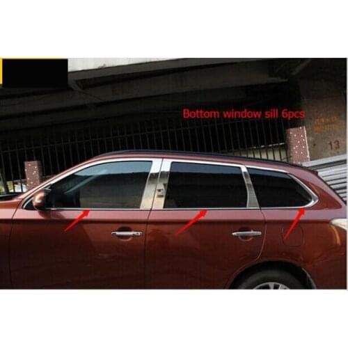 New!For Mitsubishi Outlander 2013 2014 2015 Bottom window frame sill Trim With Rear Window Triangle 6pcs Auto decoration
