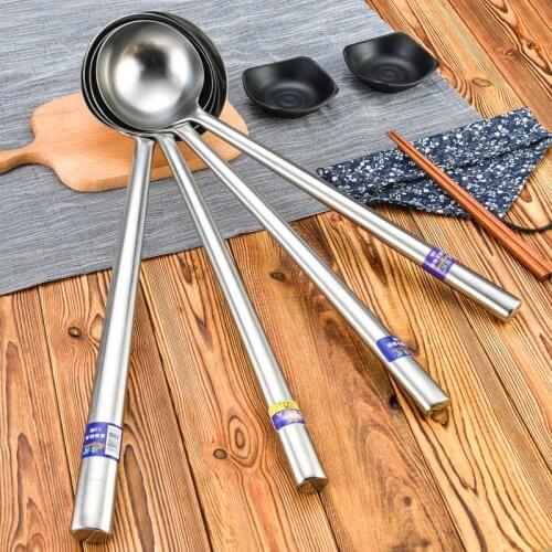 New stainless steel Turner soup thickened chef cooking spoon restaurant canteen long handle soup spoon kitchen cooking tools