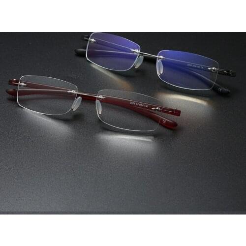New Simple Rimless Reading Glasses Men Transparent Blue Light Blocking Frameless Computer Glasses Presbyopia Reader Spectacles