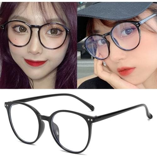 Anti-blue Protection Glasses Round Optical Prescription Computer Glasses Frame Women Anti Blue Transparent Decorative Glasses