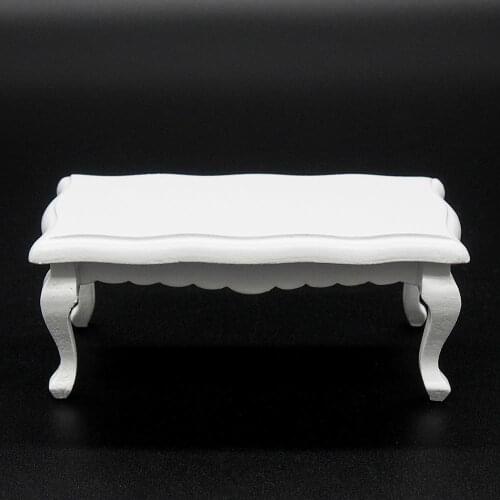 Odoria 1:12 Miniature Wood White Side Table with Wavy Edge Furniture Bedroom Kitchen Dollhouse Accessories Doll House Decoration