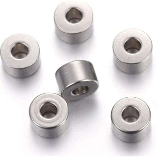 200pcs 304 Stainless Steel Flat Round Spacer Beads 6x4mm For DIY Jewelry Accessories Making Necklaces Bracelets,Hole: 2mm