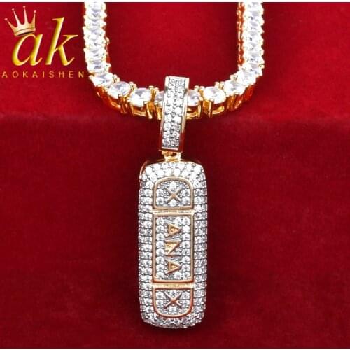 Pil Design Pendant Copper Cubic Zircon Double Color Hip Hop Rock Street Jewelry