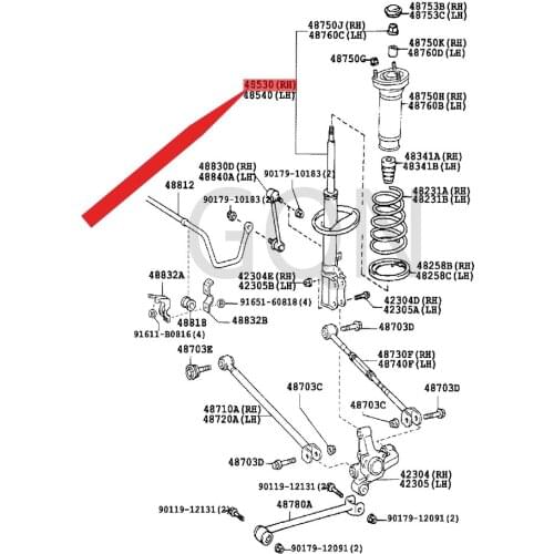 Right rear shock absorber assembly 2001-Toy ota CAM RY rear engine RH shock absorber front shock absorber dust cover