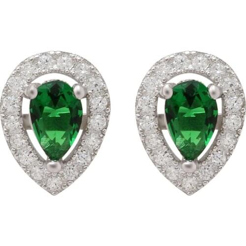 X-Jue Luxury Green AAA Cubic Zirconia Stud Earrings For Women Multicolor 925 Sterling silver Top Quality Jewelry Wedding Earring