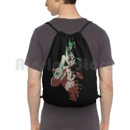 Dr Stone Backpack Drawstring Bag Riding Climbing Gym Bag Dr Stone Dr Stone Science Senku Ishigami Senku Games Scientist