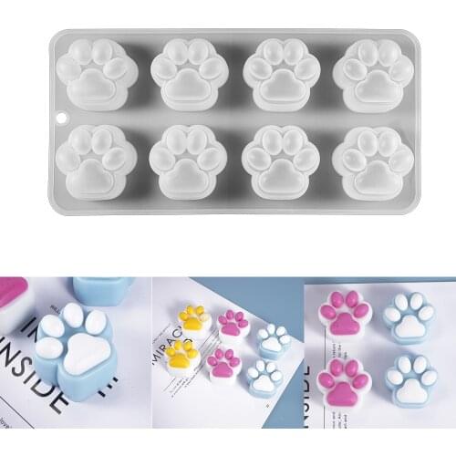8 Cavity Kawaii Cat Paw Silicone Mold Cute Animal Clear Mould for UV Epoxy Resin Decoden Cabochon DIY Resin Molds Jewelry Making