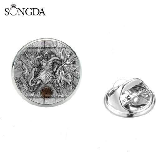 Slavic Thundermarks of Perun Clasp Pins Button Badges Stainless Steel Silver Color Brooches for Mens Clothes Jewelry