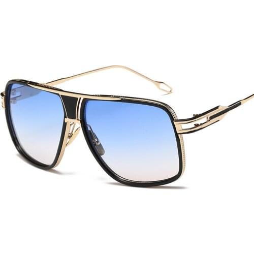 Cool Luxury Sunglasses Men and Women Brand Metal Big Frame Glasses Ladies UV400 Blue Black Sunglasses Men and Women Glasses