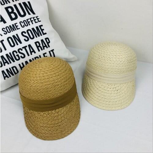 Raffia Straw Cap British Retro Gold Woven Hat Female Loose Sunscreen Sunshade Flat Hat Sunhat
