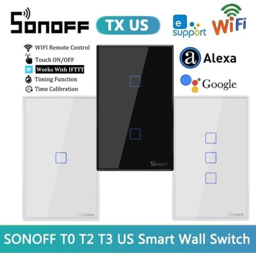 SONOFF TX T0/T2/T3 US WiFi Smart Wall Switch Smart Home eWelink interruptor Light Touch Switch Panel For Alexa Google Assistant