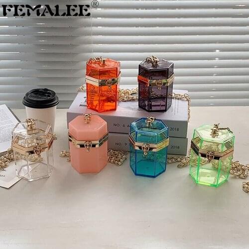 Mini Candy Color Chain Messenger Shoulder Bags For Female Transparent PVC Women Box Purses 2021 Fashion Clear Jelly Bags Ladies