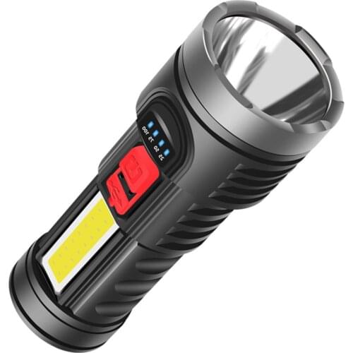 Led Flashlight Usb Rechargeable Power Display Powerful Torch Handheld Light Hiking Fishing Electric Torch