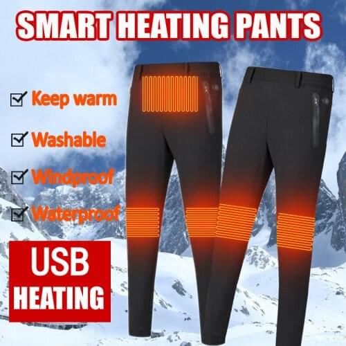 Electric Heated Warm Pants Men Women USB Heating Base Layer waterproof Windbreak Trousers Insulated Heated for Camping Hiking