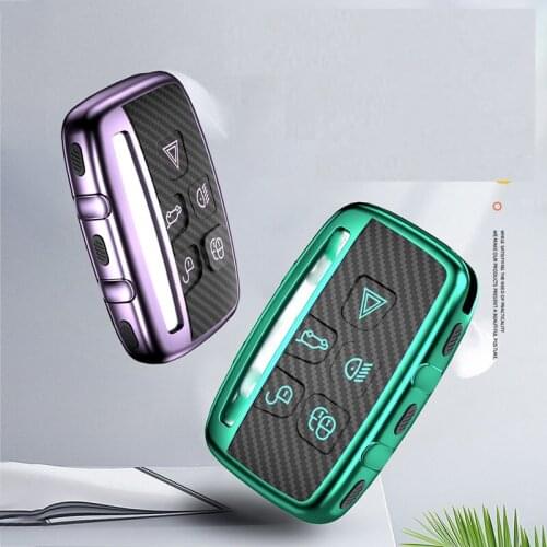 TPU Carbon fiber grain Key Cover Key Case For Land Rover A9 Range Rover Sport Evoque Freelander 2 Jaguar XE XJ XJL XF C-X16 V12