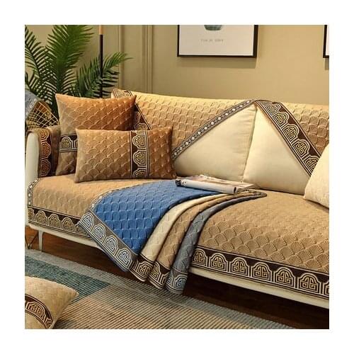 Four seasons universal sofa cushion, fabric non-slip nordic simple thickened cushion winter plush cover back towel