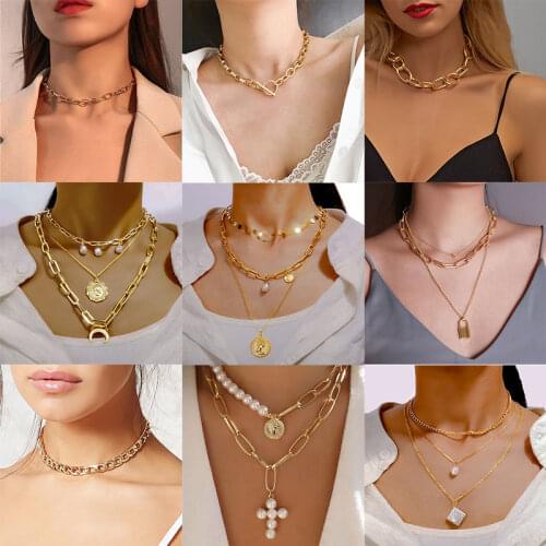 Hot Sale Multi Layered Heart Lover Lock Pendant Necklace For Women Steampunk Padlock Long Chain Collar Couple Gift Jewelry