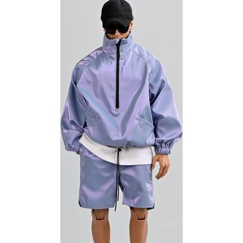 1/6 Male Soldier Laser Colorful Top Shorts Jacket Short Pants Set Clothes Model Fit 12'' Action Figure Body