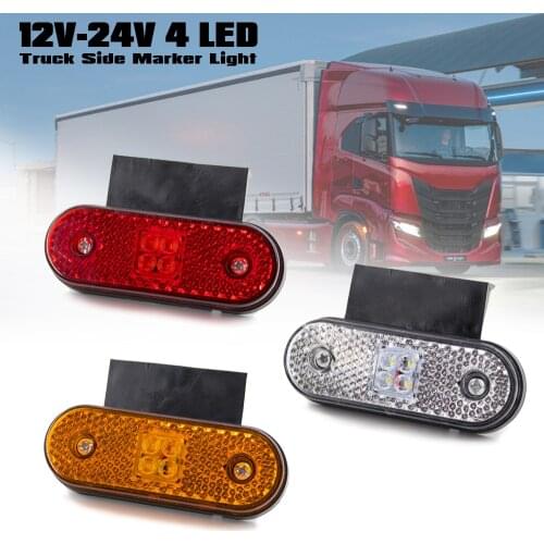 10Pcs 4 LED 12V 24V Side Marker Light Turn Signal Rear Tail Clearance Lamp Car Truck Tractor RV Trailer Lorry Pickup Boat