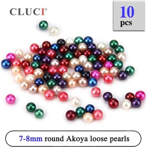 CLICL 10 Pcs 7-8mm Red Green Loose Pearls Bead Women Bead for Necklace Jewelry Natural Akoya Saltwater Pearls Beads SZ002SB