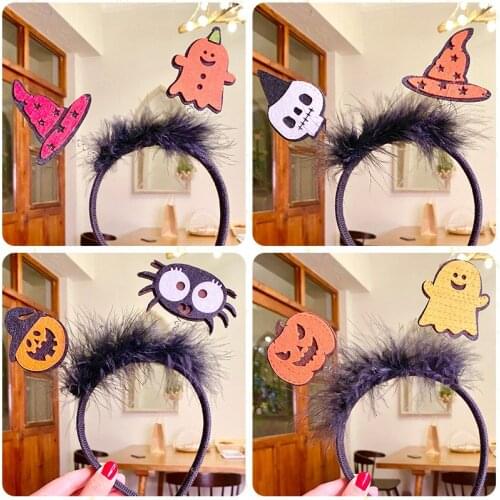 10pcs Halloween Theme Party Masquerade Cute Plush Headband Performance Props Pumpkin Headdress Children Adult Boys Girls Costume