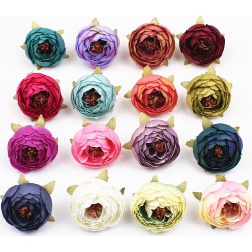 20PCS/lot Flower Head Silk Camellia DIY Scrapbooking Decorative Flower Heads for Home Garden Wedding Birthday Party Decoration