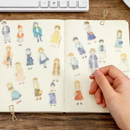 40 pcs/pack Kawaii Stationery Stickers Cartoon Girl Boy Diary Planner Decorative Mobile Stickers Scrapbooking DIY Craft Stickers