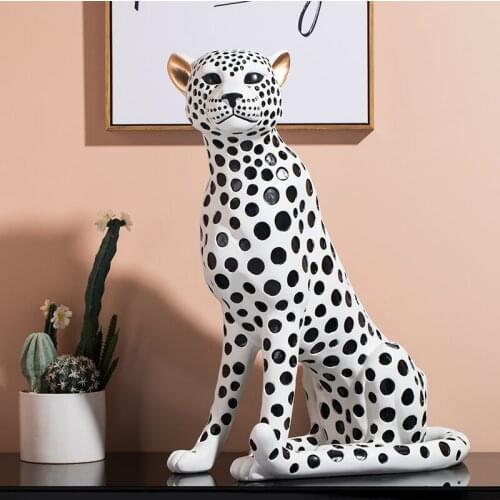 62CM MODERN LEOPARD ART SCULPTURE CHEETAH STATUE ANIMAL ORNAMENTS RESIN CRAFT AMERICAN HOME DECORATION FURNISHINGS R4390