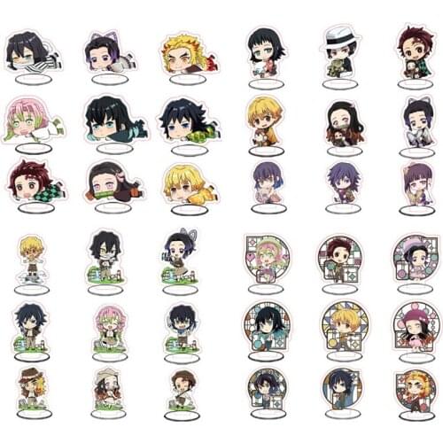 9pcs/lot 6cm Demon Slayer Kimetsu No Yaiba Anime Figures Acrylic Stand Model Toy Cute Action Decoration Cosplay Collectible