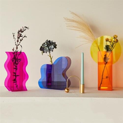 Acrylic Vases Floral Container Decorative Flower Design Wedding Party Flowers Centerpieces New Home Office Decor Supplies