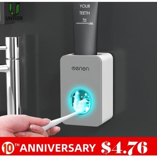 UNTIOR Automatic Toothpaste Dispenser Bathroom Tools Toothpaste Squeezers Toothbrush Holder Wall Mount Rack Bathroom Accessories