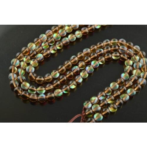 Shiny Brown Yellow Color Synthetic Crystal Round Beads DIY Making Beads