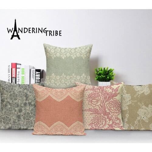 Boho Decorative Pillows Covers Shabby Chic Floral Pillowcase Geometric Design Green Cushions for Sofa Quality Cushion Cover
