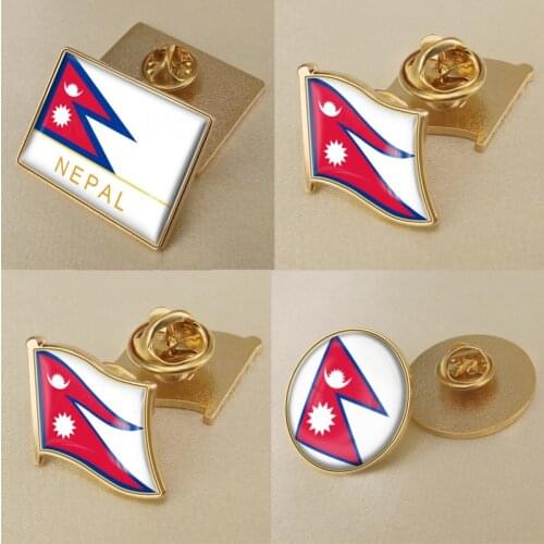 Coat of Arms of Nepal Nepalese Map Flag National Emblem Brooch Badges Lapel Pins