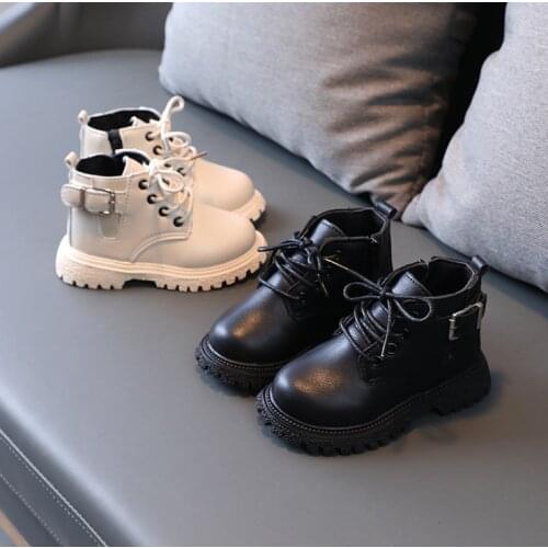 Children Martin Boots Cool Fashion Boys Black Boots for School 2021 Autumn Winter Kids New Boots for Girls Leather Rubber Sole