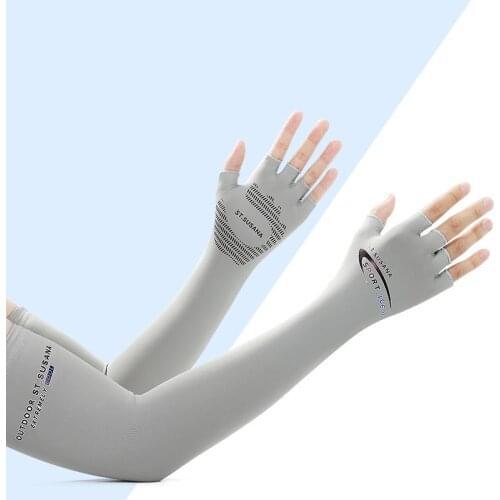 Summer Fashion Arm Sleeves Sun Protection Breathable Cycling Cuff Womens Long Half Finger Outdoor Driving Men Anti-slip Gloves