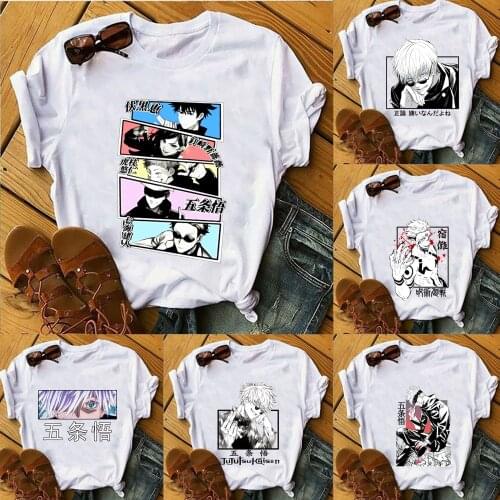 Japanese Anime Jujutsu Kaisen T Shirt Men Kawaii Cartoon Gojo Satoru Graphic Tees Fashion Unisex T-shirt Male