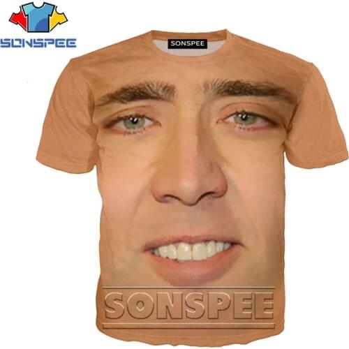 Anime 3d Print T Shirt Men Women Fashion T-shirt Nicolas Cage Crazy Funny Stare Kid Harajuku Tees Funny Shirts Homme Tshirt A64