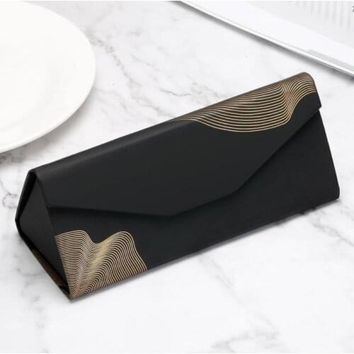 Unisex Portable Glasses Box Fashion Rectangle Foldable Annual Ring Print Prism Eyeglass Case Sunglasses Glasses Protective Box