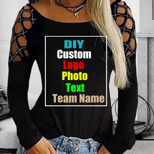 Customized T-shirt with your picture and text LOGO for ladies long sleeve blouse