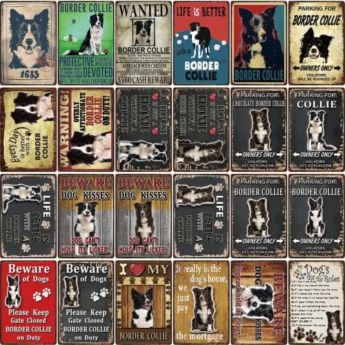 [ Kelly66 ] Pet Dog Rules Warning Better Life With Border Collie Metal Sign Home Decor Bar Wall Art Painting 20*30 CM Size DG-10