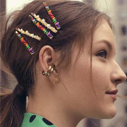 European and American Cross-Border Creative Simple Candy Color Inlaid Color Gravel Hair Clip Amazon New Ins Celebrity Inspired