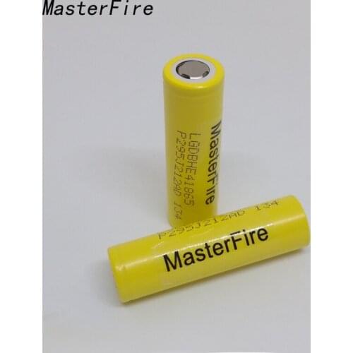 MasterFire 2pcs/lot HE4 Chem 18650 ICR18650HE4 20A discharge lithium battery cell 2500mah flashlight torch batteries