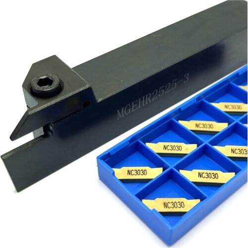 MGEHR1010 MGEHR1212 MGEHR1616 MGEHR2020 MGEHR2525 External Grooving Tool Holder +Carbide Inserts Lathe Turning Parting Tool Set