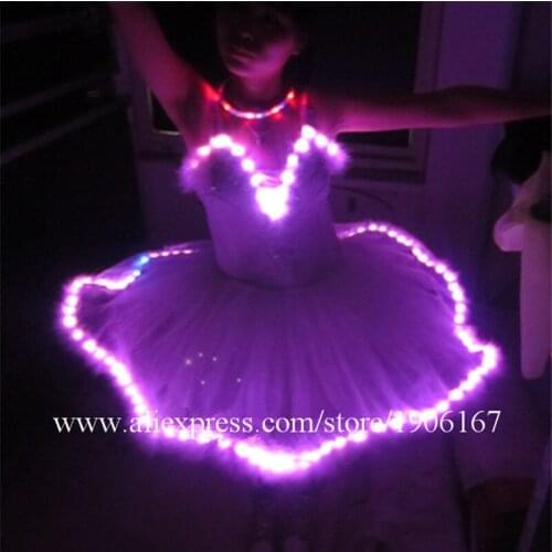 2015 Fashion RGB Colorful Led Light Up Women Evening Dress Costume Luminous Growing Sexy Clothing For Carnival Party Dress